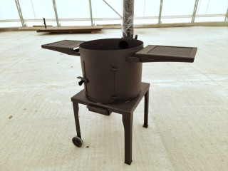 Krāsns ar plauktiem un skursteni, apaļa 4mm - D36, D40, D45, D50